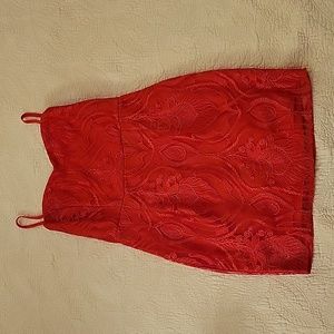 Red Lace Strappy Back Dress. Size Medium